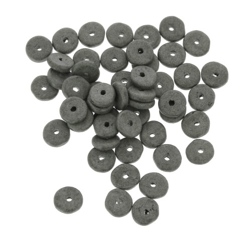 Perles rondelles Heishi en céramique 6.5x2.3 mm - Gris Foncé mat x30