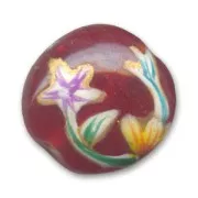 Bombée décor fleur 15 mm Red x1