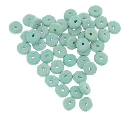 Perles Heishi rondelles en céramique 6.5x2.3 mm - Vert Turquoise mat x30