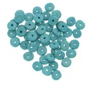 Perles Heishi rondelles en céramique 6.5x2.3 mm - Bleu Turquoise mat x30
