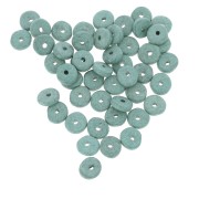 Perles rondelles Heishi en céramique 6.5x2.3 mm - Vert Givré mat x30