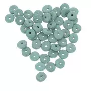 Perles rondelles Heishi en céramique 6.5x2.3 mm - Vert Givré mat x30
