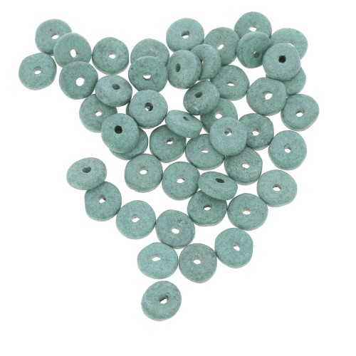 Perles Heishi rondelles en céramique 6.5x2.3 mm - Vert Givré mat x30