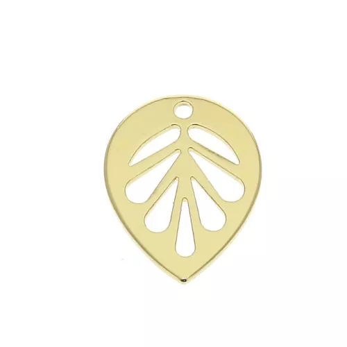 Breloque feuille ajourée 13.5x11 mm - Plaqué Or 3 microns x1