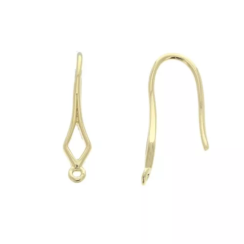 Crochets d'oreilles losanges avec anneau fermé 19 mm - Plaqué Or 3 microns x2