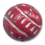 Ronde en argile décorée 12 mm Rouge x1