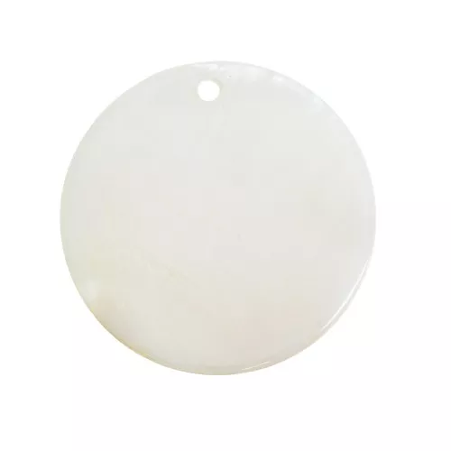 Pendentif rond en nacre 30 mm - Naturel x1