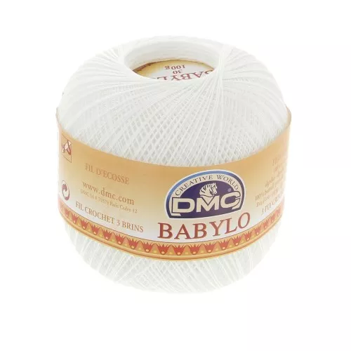 Fil à crocheter Babylo 30 DMC en coton Blanc x 1000 m