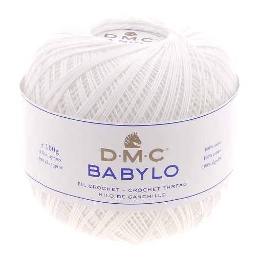 Fil à crocheter Babylo 10 DMC en coton Blanc x 530 m