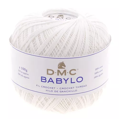 Fil à crocheter Babylo 10 DMC en coton Blanc x 530 m