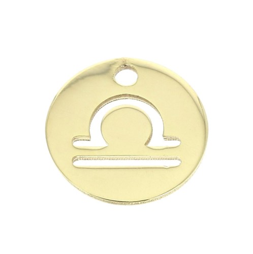 Breloque ronde - signe du zodiaque Balance 10 mm Gold filled (or laminé) x1
