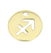 Breloque ronde - signe du zodiaque Sagittaire 10 mm Gold filled (or laminé) x1|raw }}