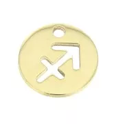 Breloque ronde - signe du zodiaque Sagittaire 10 mm Gold filled (or laminé) x1