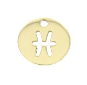 Breloque ronde - signe du zodiaque Poisson 10 mm Gold filled (or laminé) x1