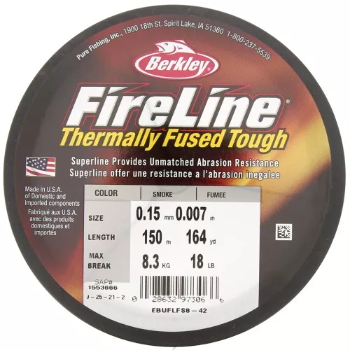 Fil Fireline Ultra 8 - Tresse fusionnée 0.15 mm (18LB) - Smoke x150 m