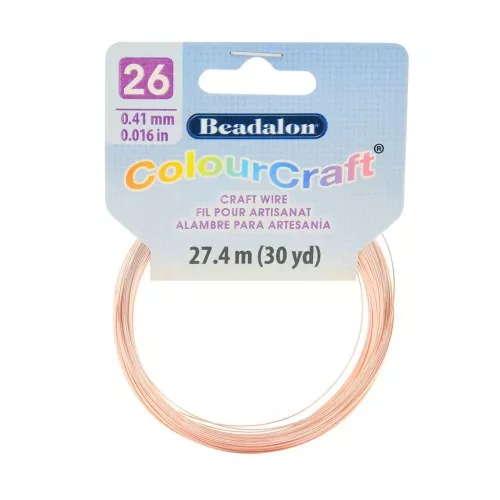 Fil de cuivre rond ColourCraft Wire 0.41 mm - Doré Rose x27.4 m