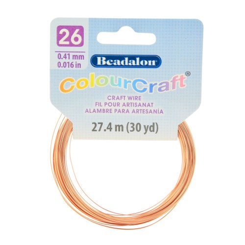 Fil de cuivre rond ColourCraft Wire 0.41 mm anti-ternissement - Naturel x27.4 m