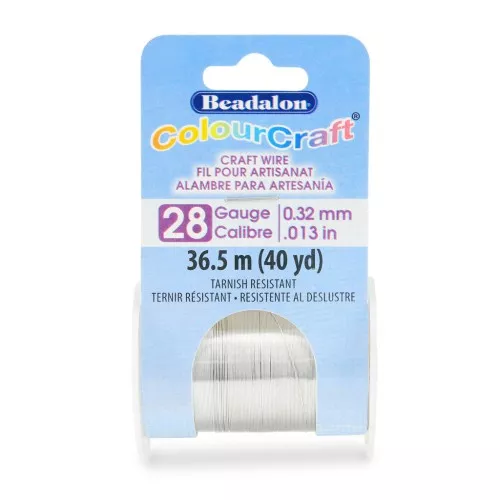 Fil de cuivre rond ColourCraft Wire 0.32 mm - Argenté anti-ternissement x36.5 m