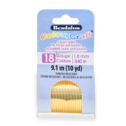 Fil de cuivre rond ColourCraft Wire 1 mm - Doré anti-ternissement x9.1 m