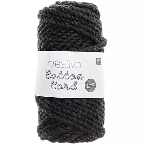 Bobine de corde en coton pour macramé 4 mm - Creative Cotton Cord - Noir x 25m