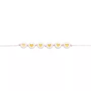 Assortiment de 165 perles plates rondes - coeurs 7 mm - Blanc - Doré