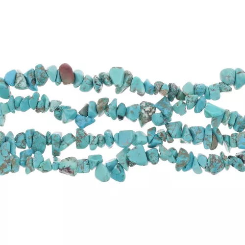 Perles chips 8 - 11 mm imitation Howlite teintées - Turquoise x85cm
