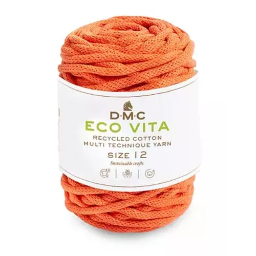 Bobine de cordon DMC 4 mm coton recyclé pour macramé - Eco Vita 12 - Orange x55m