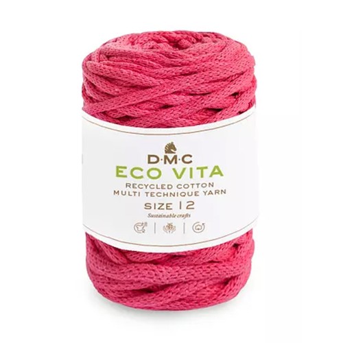 Bobine de cordon DMC 4 mm coton recyclé pour macramé - Eco Vita 12 - Fuchsia x55m