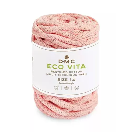 Bobine de cordon DMC 4 mm coton recyclé pour macramé - Eco Vita 12 - Rose x55m