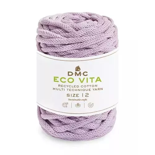 Bobine de cordon DMC 4 mm coton recyclé pour macramé - Eco Vita 12 - Lilas x55m