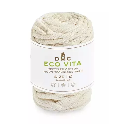 Bobine de cordon DMC 4 mm coton recyclé pour macramé - Eco Vita 12 - Ecru x55m
