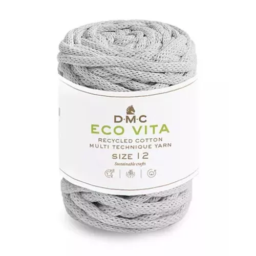 Bobine de cordon DMC 4 mm coton recyclé pour macramé - Eco Vita 12 Gris Clair x55m