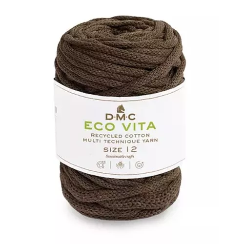 Bobine de cordon DMC 4 mm coton recyclé pour macramé - Eco Vita 12 - Marron x55m