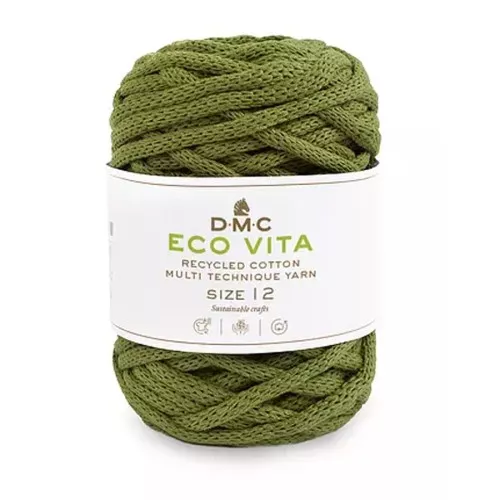 Bobine de cordon DMC 4 mm coton recyclé pour macramé - Eco Vita 12 - Kaki x55m