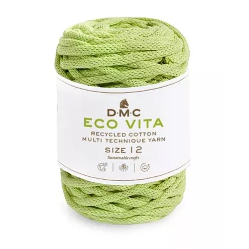 Bobine de cordon DMC 4 mm coton recyclé pour macramé - Eco Vita 12 Vert Clair x55m