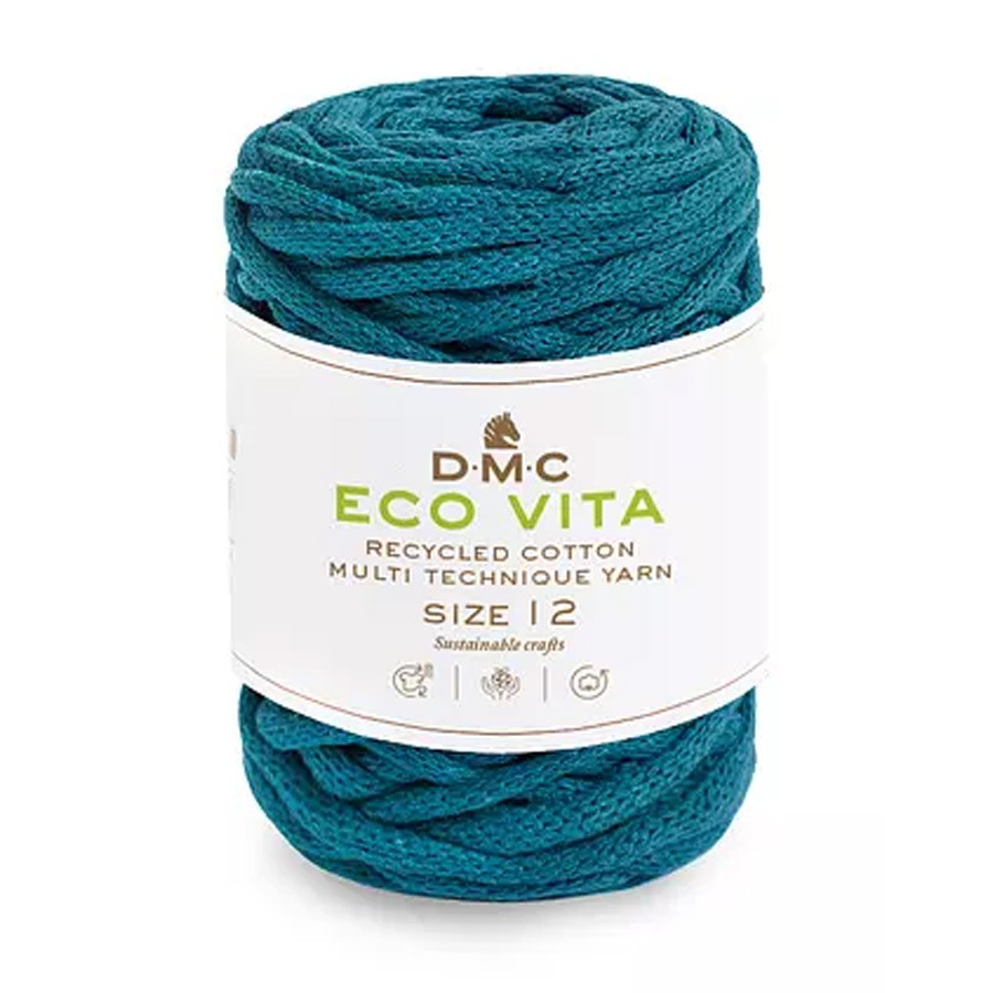Bobine De Cordon En Coton Recycle Pour Macrame Dmc Nova Vita 4mm Bleu Canard X55m Perles Co