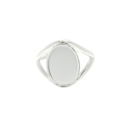 Bague serti cabochon fond plat 14x10 mm taille 52 à 58 en Argent 925 x1|raw }}