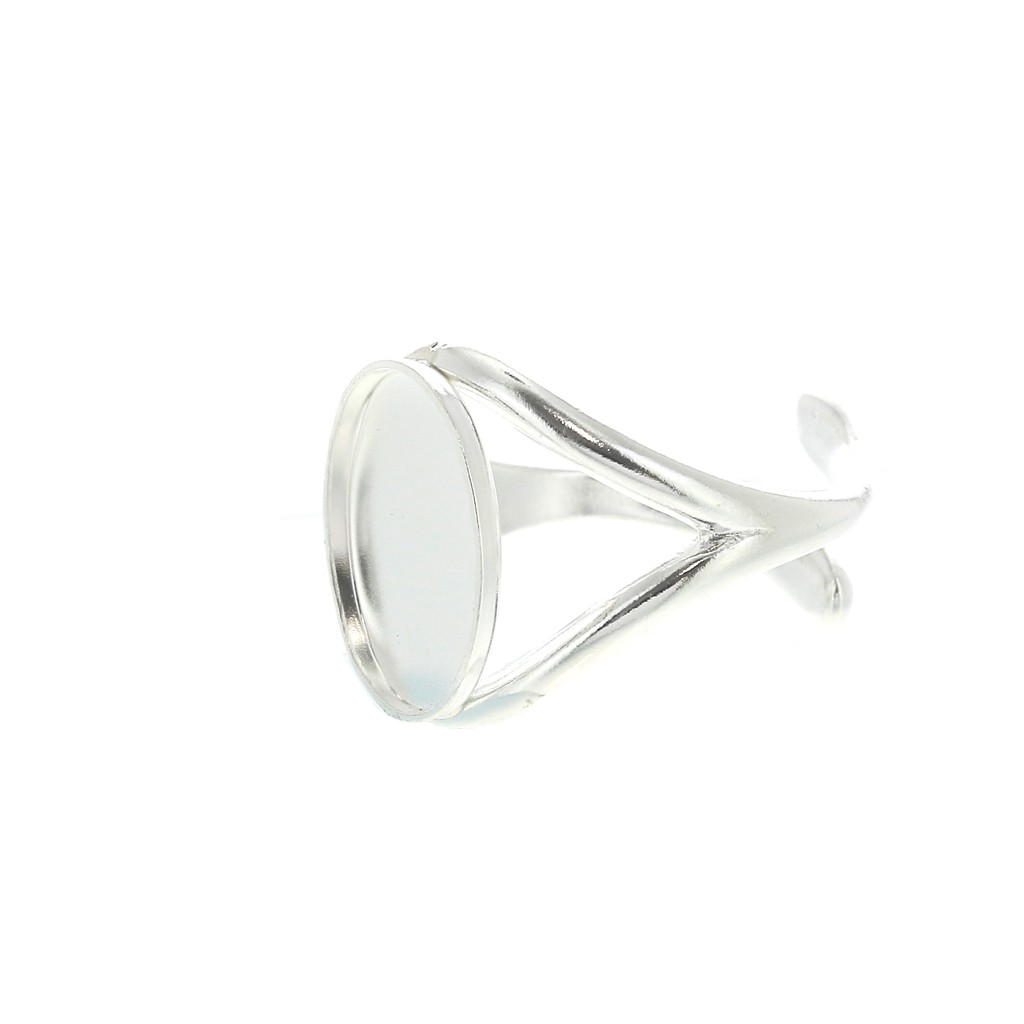 Bague Semi-monture En Argent 925 - Pierre Ovale 14x10 Mm, Toutes Tailles Disponibles