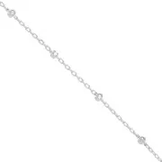 Chaîne maille forçat rectangle avec perles rondes facettées 2.5mm(1x1) AG925 x50cm