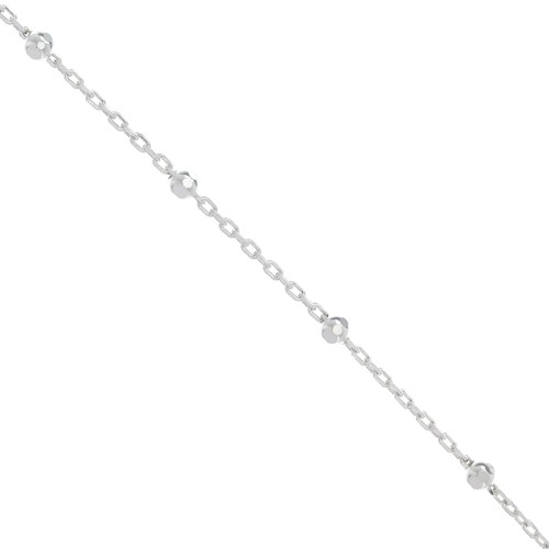 Chaîne maille forçat rectangle avec perles rondes facettées 2.5mm(1x1) AG925 x50cm