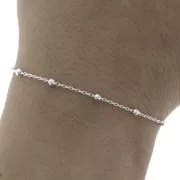 Chaîne maille forçat rectangle avec perles rondes facettées 2.5mm(1x1) AG925 x50cm