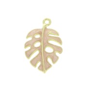 Pendentif Monstera feuille de Philodendron - résine époxy 27x18mm Rose - Doré x1|raw }}