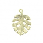 Pendentif Monstera feuille de Philodendron - résine époxy 27x18mm Rose - Doré x1