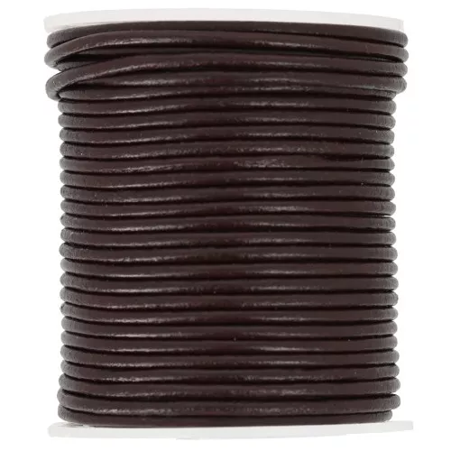 Cordon cuir 2 mm - Brun x25m