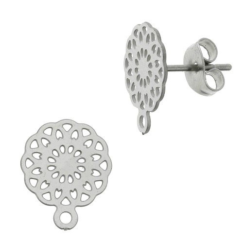 Clous d'oreilles rosaces avec un anneau fermé 11 mm - Acier inoxydable 304L x2