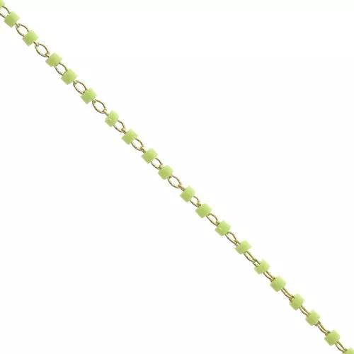 Chaîne perlée de perles Miyuki Delica 11/0 1.70 mm - Doré - Vert Clair x1 m