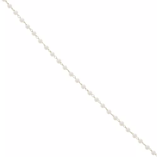Chaîne perlée avec perles imitation nacre 3mm - Acier inox 304L Doré - Blanc x1m