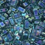 Miyuki Half Tila Beads 5x2.3x1.9mm HTL-2458 - Transparent Teal AB x10g