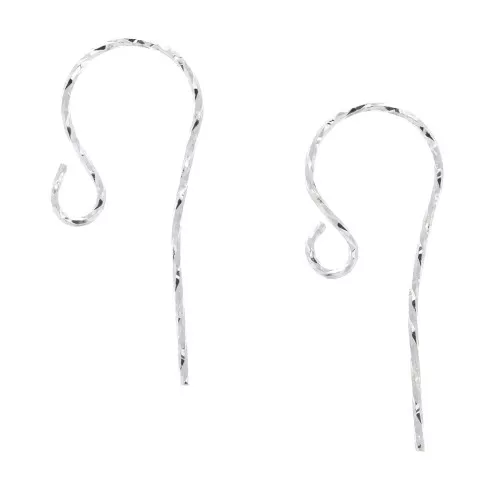 Crochets d'oreilles fil diamanté 12 mm en Argent 925 x2