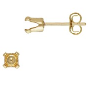 Clous d'oreilles 4 griffes pour cabochon 4 mm - Gold Filled (or laminé) x2